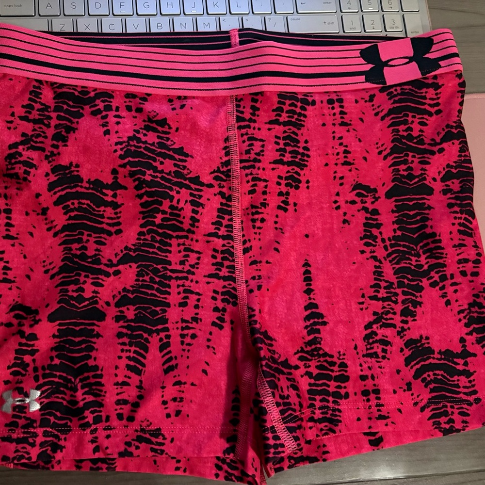 Under Armour Women's Vibrant Pink and Black Athletic Shorts